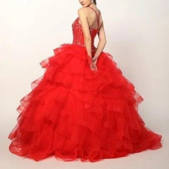 Scoop Neck Sequined Ballgown Shape Dress JT1423 - Picture 2 of 3